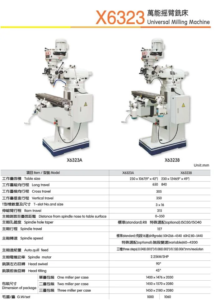 China Manufacturer Machine Tool X6325 X6325A X6325D Universal Turret Vertical CNC Milling Machine with CE for Metal